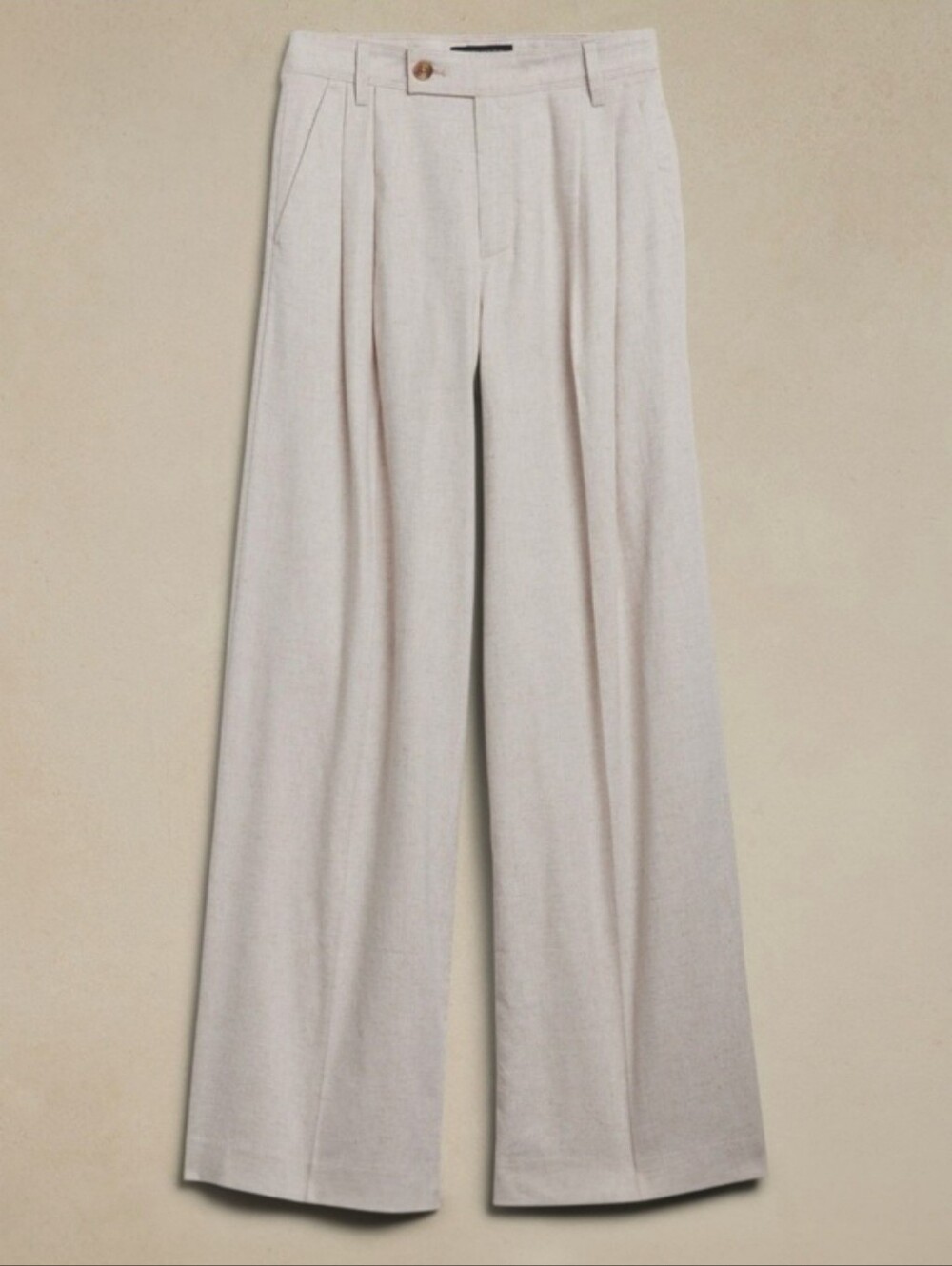 Banana Republic Factory Flax Linen Blend Pleated Wide Leg Pants Size 8 Trouser - Picture 2 of 16